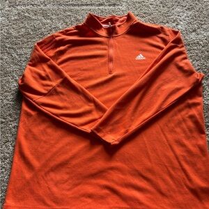 Mens Adidas Shirt Mens 3XB XXXL Orange 1/4 Zip Pullover Mock Neck